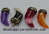 CGP3166 20*50mm - 25*55mm horn agate gemstone pendants