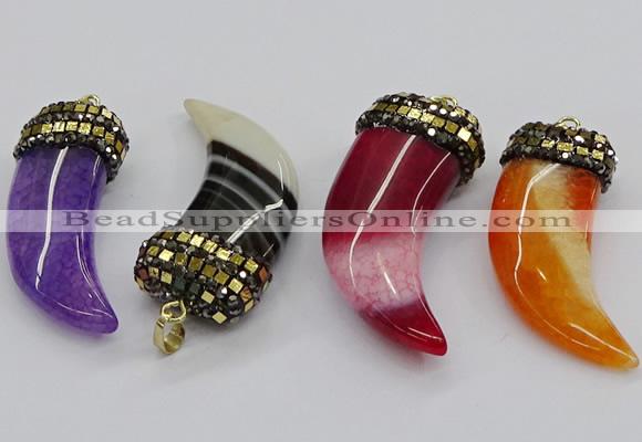 CGP3166 20*50mm - 25*55mm horn agate gemstone pendants