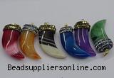 CGP3168 20*50mm - 25*55mm horn agate gemstone pendants