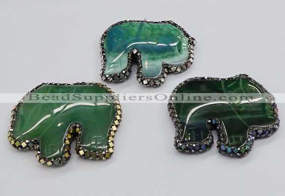 CGP3175 50*55mm elephant agate gemstone pendants wholesale