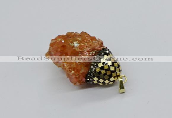 CGP3196 20*30mm - 25*40mm nuggets plated druzy quartz pendants