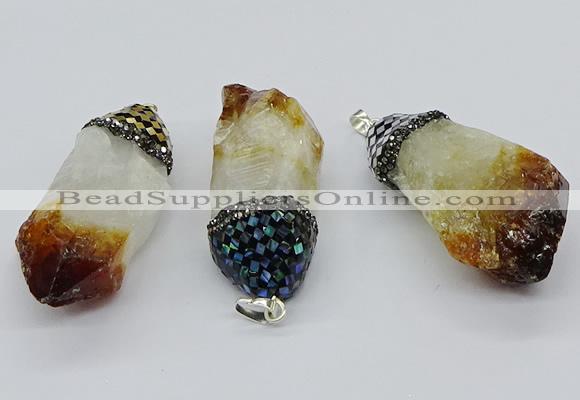 CGP3208 25*45mm - 28*50mm nuggets citrine gemstone pendants