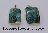 CGP3280 30*50mm - 35*55mm faceted rectangle ocean agate pendants