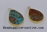 CGP3332 35*40mm - 35*50mm flat teardrop ocean agate pendants