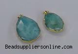 CGP3341 25*35mm - 30*40mm faceted freeform blue sponge quartz pendants