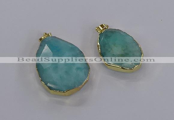 CGP3341 25*35mm - 30*40mm faceted freeform blue sponge quartz pendants