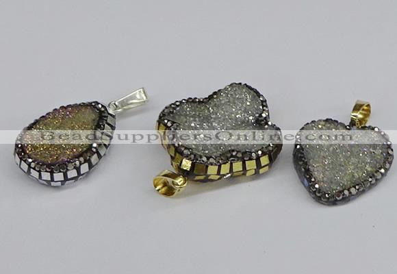 CGP3393 18*25mm - 28*30mm freeform plated druzy agate pendants