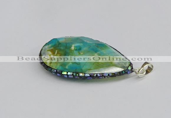 CGP3402 30*40mm - 30*45mm faceted flat teardrop agate pendants