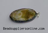 CGP3407 35*50mm faceted oval agate pendants wholesale