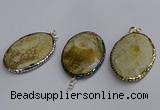 CGP3408 35*50mm faceted oval agate pendants wholesale