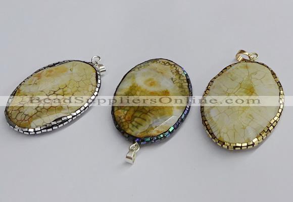 CGP3408 35*50mm faceted oval agate pendants wholesale