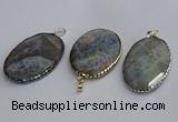 CGP3413 35*50mm faceted oval agate pendants wholesale