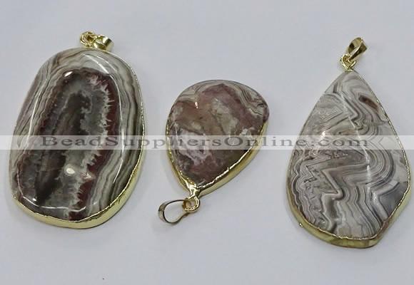 CGP3428 25*40mm - 35*55mm freeform crazy lace agate pendants