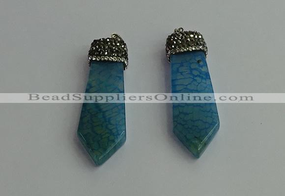 CGP343 12*50mm - 15*55mm arrowhead agate pendants wholesale