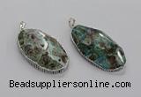 CGP3463 30*50mm - 35*55mm faceted oval ocean agate pendants