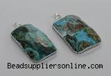 CGP3464 34*45mm - 35*55mm faceted rectangle ocean agate pendants