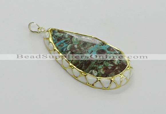 CGP3476 30*50mm - 35*55mm faceted flat teardrop ocean agate pendants