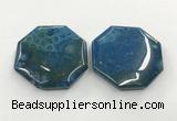 CGP3549 50mm - 53mm octagonal chrysanthemum agate slab pendants