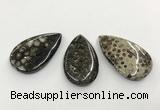 CGP3553 28*48mm - 30*50mm flat teardrop chrysanthemum agate slab pendants