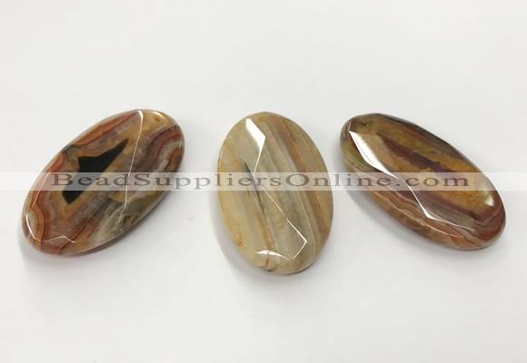 CGP3568 32*50mm faceted oval agate pendants wholesale