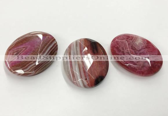 CGP3577 40*50mm faceted oval agate pendants wholesale