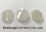 CGP3605 35*45mm faceted octagonal white jade pendants wholesale