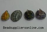 CGP370 30*40mm - 35*45mm freeform crystal glass & gemstone pendants