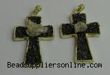 CGP403 40*60mm cross gemstone pendants wholesale