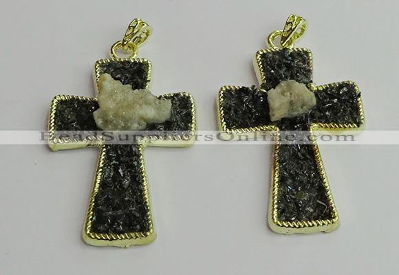 CGP403 40*60mm cross gemstone pendants wholesale