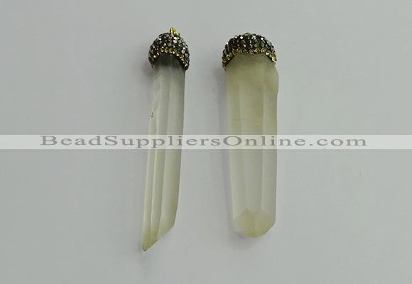 CGP407 10*55mm - 15*65mm sticks white crystal pendants wholesale