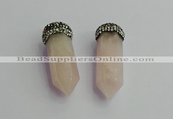 CGP411 12*45mm - 15*50mm sticks rose quartz pendants wholesale