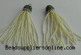 CGP418 3mm round handmade glass beaded tassel pendants wholesale