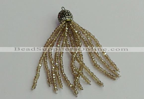 CGP421 2*3mm faceted rondelle handmade chinese crystal tassel pendants