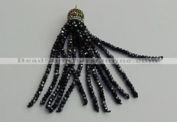 CGP448 2*3mm faceted rondelle handmade chinese crystal tassel pendants