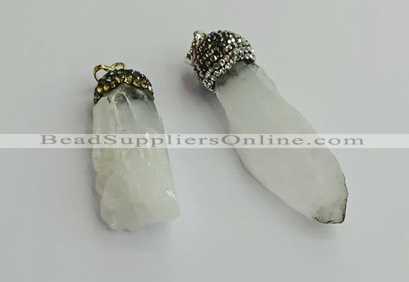 CGP489 15*35mm - 18*45mm nugget white crystal pendants wholesale