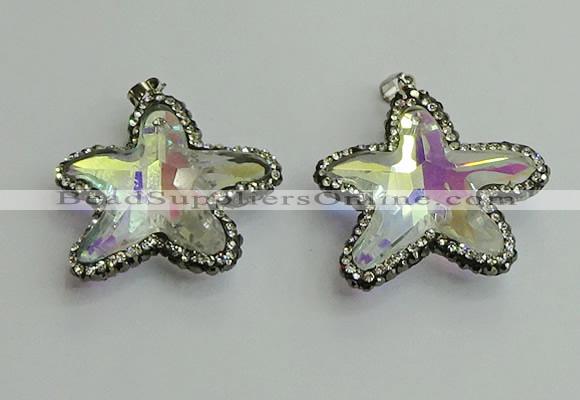 CGP505 35*35mm star crystal glass pendants wholesale