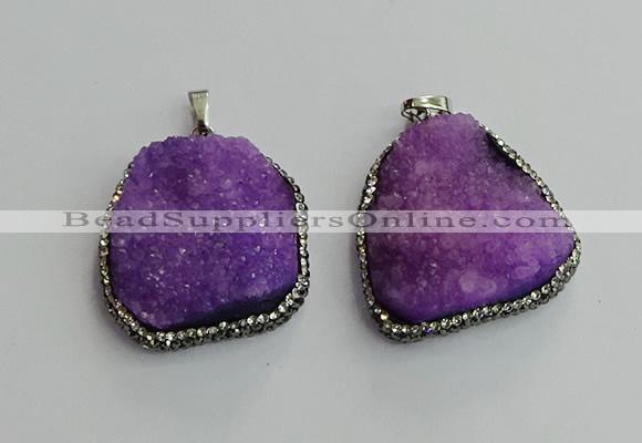 CGP592 25*40mm - 30*45mm freeform druzy agate gemstone pendants