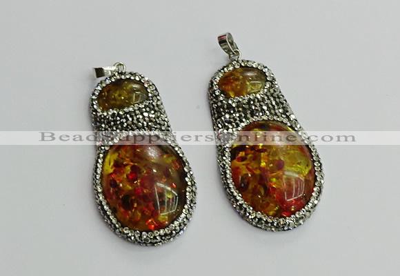 CGP610 35*50mm - 35*55mm freeform synthetic amber pendants