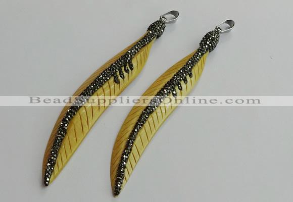 CGP656 18*95mm feather bone pendants wholesale