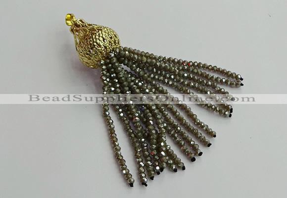 CGP673 2*3mm faceted rondelle handmade chinese crystal tassel pendants