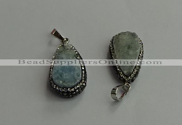 CGP706 16*28mm flat teardrop druzy agate pendants wholesale