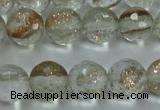 CGQ24 15.5 inches 8mm faceted round gold sand quartz beads