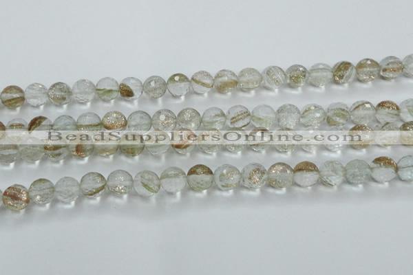 CGQ24 15.5 inches 8mm faceted round gold sand quartz beads