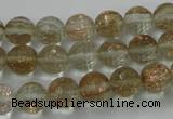 CGQ25 15.5 inches 10mm faceted round gold sand quartz beads