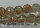 CGQ26 15.5 inches 12mm faceted round gold sand quartz beads