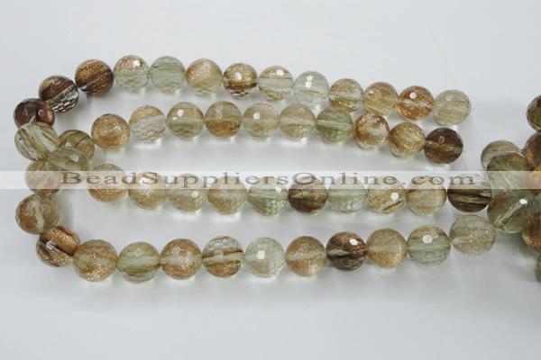 CGQ28 15.5 inches 16mm faceted round gold sand quartz beads