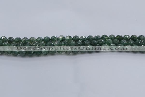 CGQ521 15.5 inches 6mm faceted round imitation green phantom quartz beads