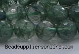 CGQ523 15.5 inches 10mm faceted round imitation green phantom quartz beads