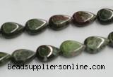 CGR08 16 inches 8*12mm flat teardrop green rain forest stone beads