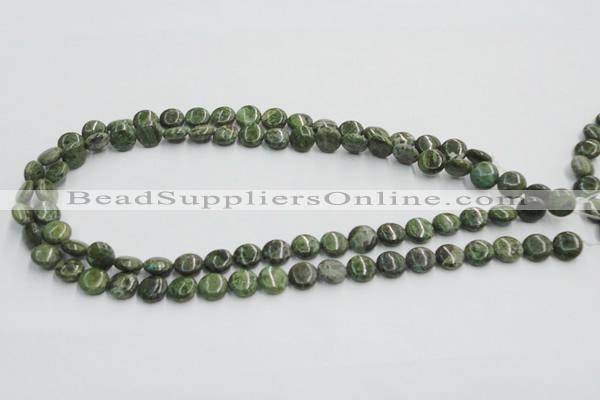 CGR15 16 inches 10mm flat round green rain forest stone beads wholesale